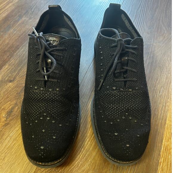 Cole Haan Black Men's Oxford Wingtip Soft Shell Lace up Shoes Size 9.5 - Picture 2 of 9